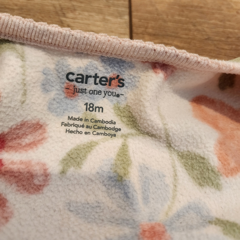 Carter's Pink Orange Blue Floral Footies One Piece 18m - Picture 2 of 6